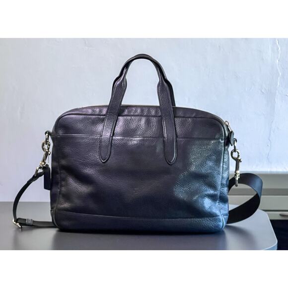 Coach F11319 Hamilton Pebbled Leather Briefcase Laptop Commuter Bag - Graphite - Picture 1 of 8